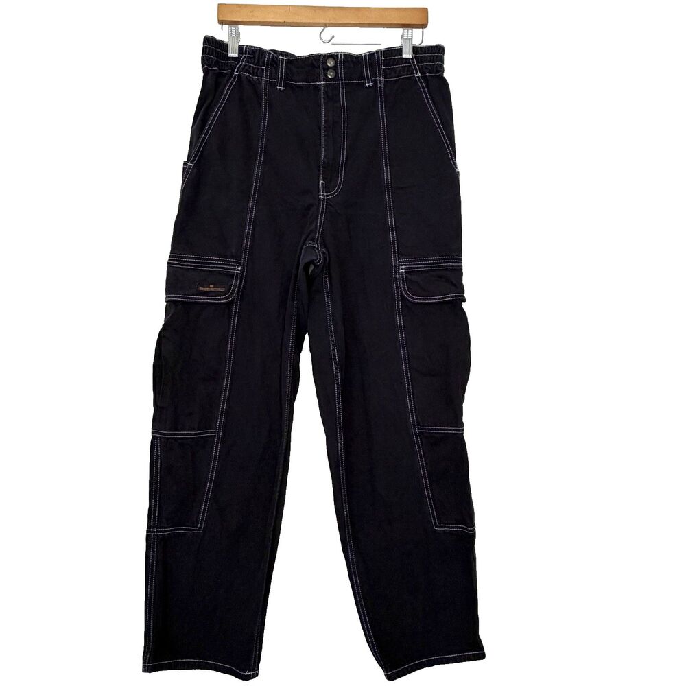 Black Women's Cargo Jeans with Contrast Stitching